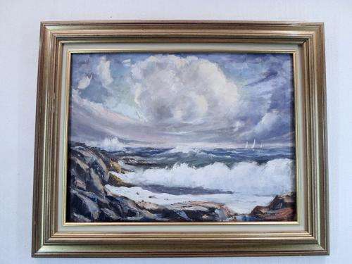 RARE - ADELIO ZAGNI ZEELIE - SEASCAPE (1911-1991) - OIL ON CANVAS **FRAMED** 780 X 620 CM