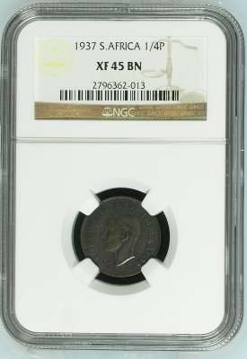 1937 UNION 1/4 PENNY  - XF45BN - NGC GRADE