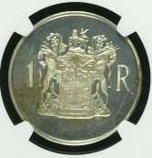 SET - 1969 SILVER 1 RAND - DR DONGES - ENGLISH & AFRIKAANS - BOTH ** MS64 ** - NGC 3RD FINEST