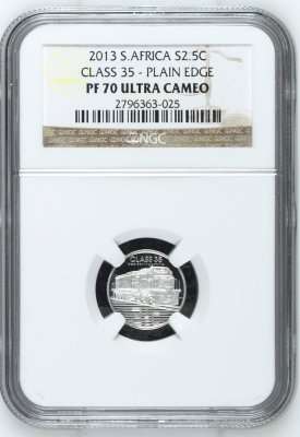 **PLAIN EDGE**2013 TICKEY SILVER 2.5c - PF70 ULTRA CAMEO " DIESEL ELECTRIC TRAIN"- NGC GRADE