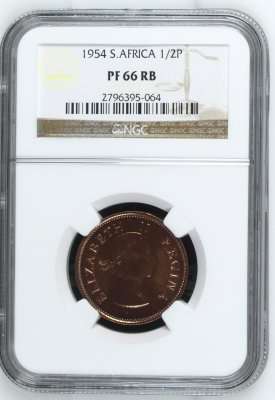 2ND FINEST - 1954 UNION 1/2 PENNY ** PF66RB ** - NGC GRADED - EXTREMELY RARE & 3150 MINTED