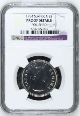 1954 UNION 2 SHILLING ** PROOF DETAILS**  - NGC GRADE & ONLY 3150 MINTED
