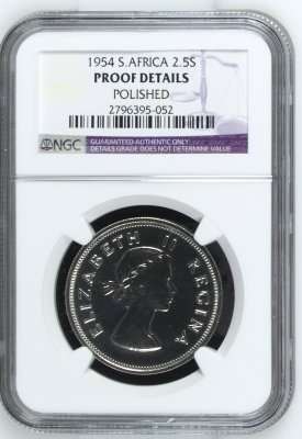 1954 UNION 2.5 SHILLING ** PROOF DETAILS**  - NGC GRADE & ONLY 3150 MINTED