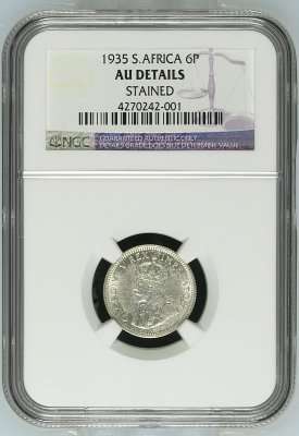 1935 UNION 6 PENCE ** AU DETAILS**  - NGC GRADE