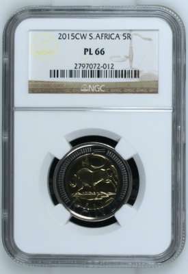 NEW RELEASE - 2015 SA OOM PAUL MINT MARK R5 COIN - PL66 - NGC GRADE 2ND FINEST