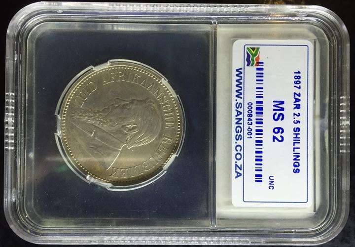 1897 ZAR 2.5 SHILLING ** MS62 ** - SANGS GRADED HERNS - UNC R6000 - LOOKS MS64