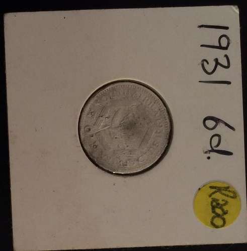 1931 UNION 6 PENCE - COLLECTABLE CONDITION - SEE PICTURES - RARE IN ANY CONDITION - VALUE IN XF R40K