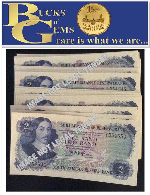 R2 NOTES TW DE JONG - 10 NOTES SEQUENCE BRILLIANT UNC CONDITION & UNTOUCHED FROM RESERVE BANK SEAL
