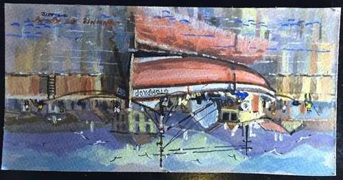 JOHNNY DE KOCK PAINTING - WATER COLOR ON PAPER BOARD - 250 X 125mm - SEE PICTURES