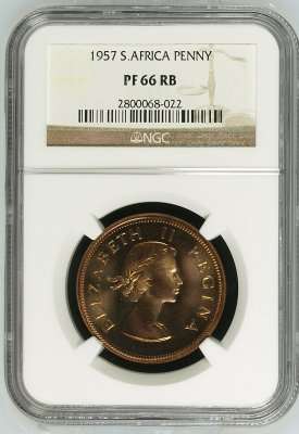 FINEST KNOWN - 1957 UNION 1 PENNY ** PF66RB ** NGC GRADE - ONLY 1130 MINTED