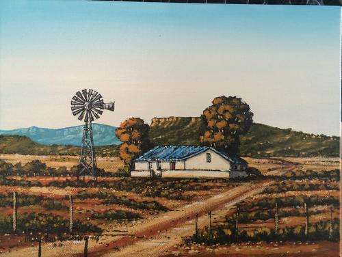 NICKY VAN RENSBURG - OIL PAINTING - THE WINDMILL - STRETCHED CANVAS - 300 X 230mm -SEE OUR LISTINGS