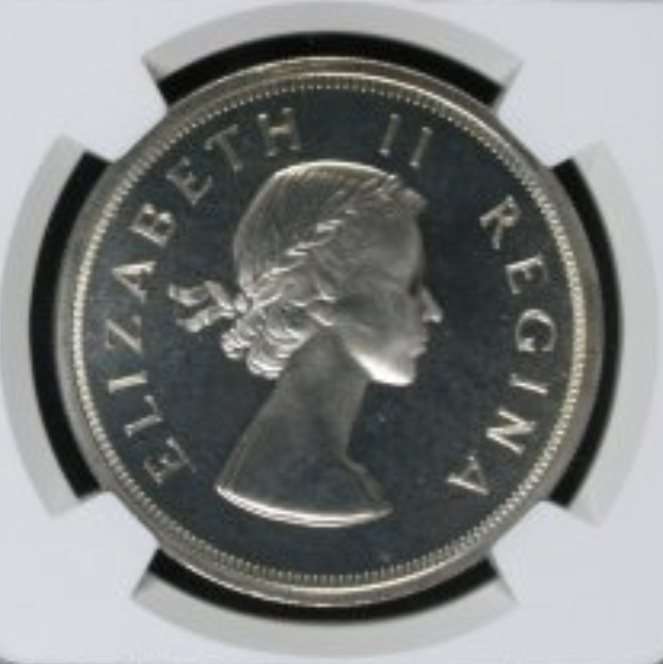 3RD FINEST - 1959 UNION 5 SHILLING ** PF66 ** NGC GRADED ONLY 1 IN PF68