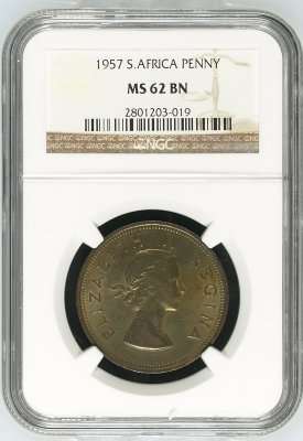 1957 Union 1 Penny ** MS62BN ** -- NGC Grade