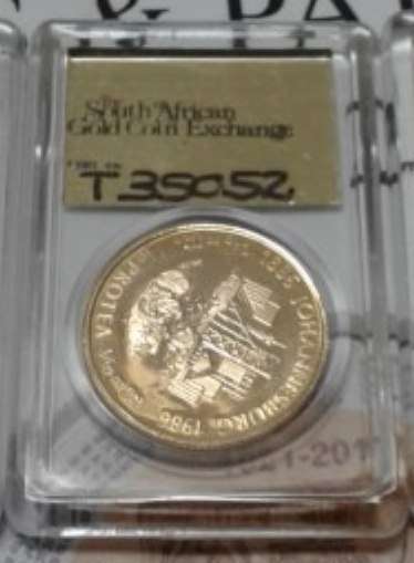 STUNNING  - 1986 1/10oz GOLD PROTEA *JOHANNESBURG* SA GOLD COIN EXCHANGE SLAB - NUMBERED & VERIFIED