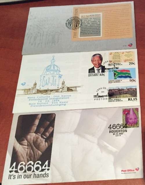 Collection - FDC of Mandela - 1994 inauguration + 46664 + constitution FDC set of 3 - bid per fdc
