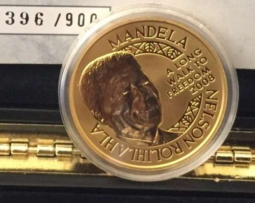 2008 MANDELA 90TH BIRTHDAY - PLATINUM & GOLD TWIN SET - 1oz GOLD 24KT & 1/2oz PLATINUM 999 MEDAL SET
