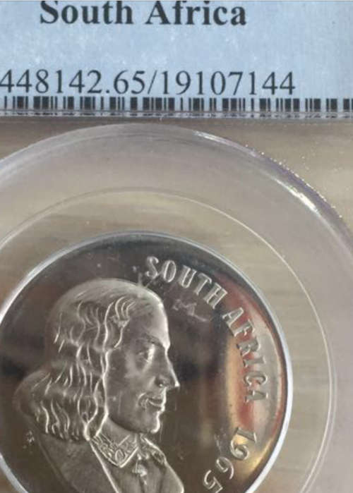RARE -1965 RSA 50 cent - ENGLISH LEGEND - PF65 - PCGS PROOF GRADE "VALUE R80,000 & MINTAGE 30 TO 50"