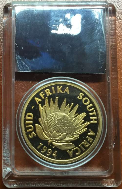 RARE MINTMARK *PTA ZOO* 1994 PROTEA 1oz GOLD 24kt *CONSERVATION* SAGCE SLABBED & CERTIFIED 111 POINT