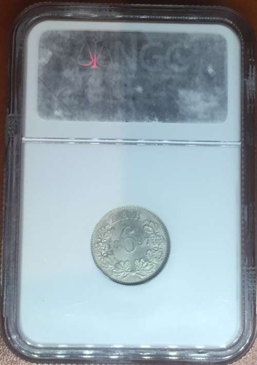 1897 ZAR 6 PENCE *MS62* NGC GRADE - HERNS VALUE R2,000 low MS - this is 4TH FINEST