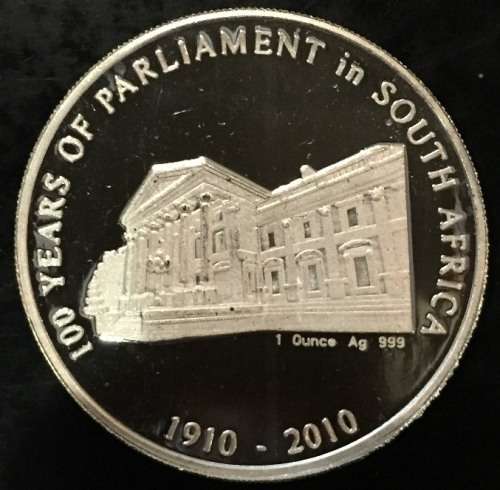 *BUCKS 'n GEMS 7tH BIRTHDAY*ZAR 100 YEARS OF PARLIAMENT* MINTED - PURE 999.9 SILVER COLLECTOR SERIES