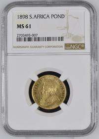 1898 ZAR 1 POND - MS61 - NGC GRADED - HERNS VALUE very very underrated -MARKET VALUE OVER R30,000
