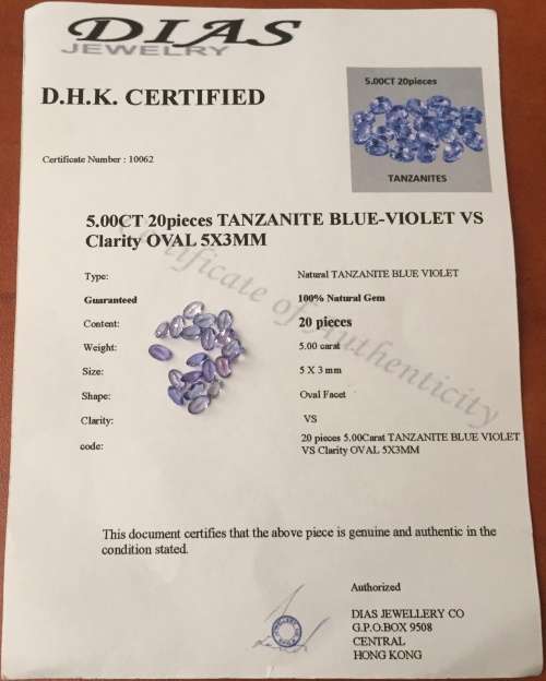 CERTIFIED 5.00cts TANZANITE - OVAL CUT - 20 STONES TOTAL -  Bid per carat 5 carats available