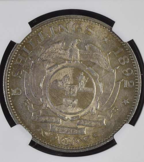 sale -1892 ZAR 5 SHILLING - SINGLE SHAFT - MS61 - NGC GRADED RARETY -VALUE R35,000 IN UNC