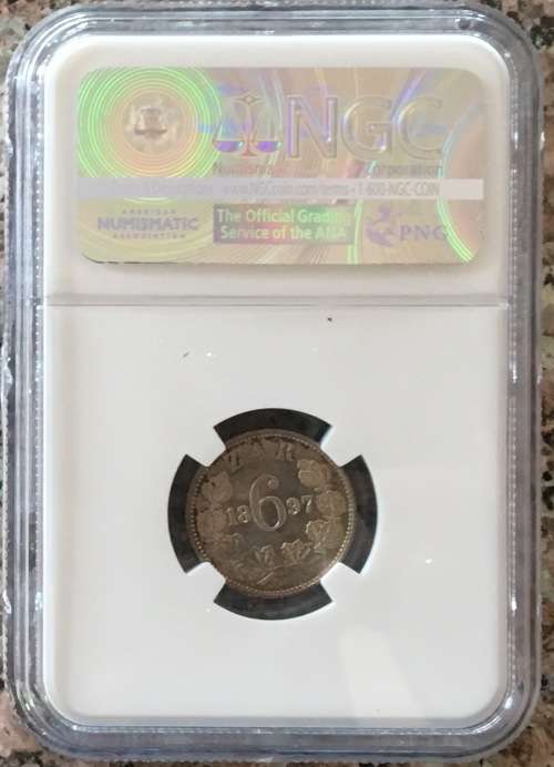 2ND FINEST  -1897 ZAR 6 PENCE - MS64 - NGC GRADED - 2ND FINEST KNOWN - WITH ONLY 9 IN MS65