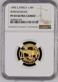 1995 NATURA 1/4oz GOLD 24kt "WHITE RHINO" PF69 ULTRA CAMEO - NGC GRADED FINEST KNOWN