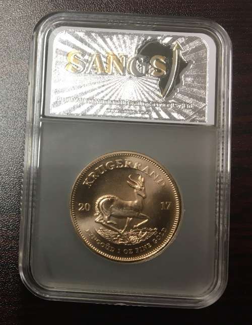 50 YRS FOR KRUGERRAND - 2017 KRUGERRAND 1oz GOLD - 22KT - SLAB BY SANGS FOR EXTRA SECURITY - LIMITED