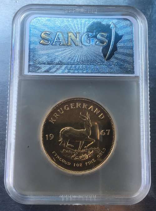 1st KRUGERRAND EVER!! 1967 KRUGERRAND 1oz gold 22kt - 33,63gr - slabed FOR EXTRA SECURITY - RaRE