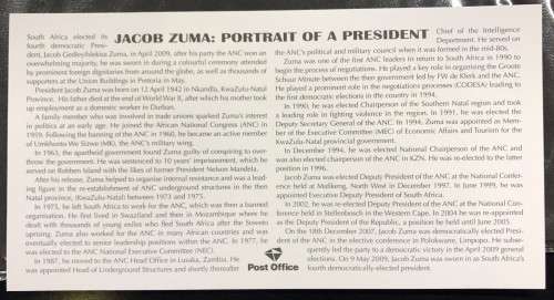 *MINT FDC * 2009 JACOB ZUMA FOR PRESIDENT FDC - WITH STORY CARD - NEW
