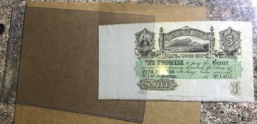 Cape Colony: Montagu Bank (1861-1868) " 5 - FIVE POUNDS"  MOTAGU Banknote - LOW SERIAL NUMBER 1465