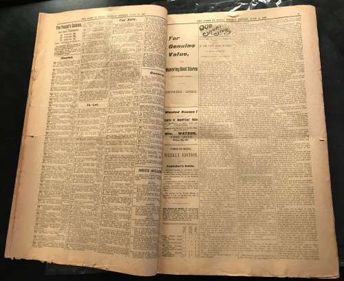1900 NEWS PAPER - ORIGINAL PAPER - GOOD CONDITION - SEE PICTURES OF 117 YEARS OLD NEWSPAPER