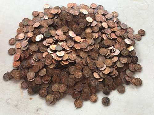 BULK 3.34kg COPPER - 1966 to 1990 RSA 1/2c & 1c & 2c -UNC / AU / USED & TONED 1 BID for all 3.523 KG