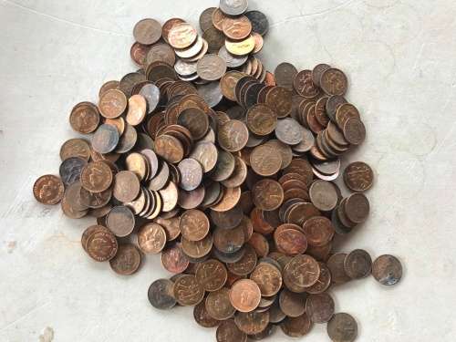 BULK 3.34kg COPPER - 1966 to 1990 RSA 1/2c & 1c & 2c -UNC / AU / USED & TONED 1 BID for all 3.523 KG