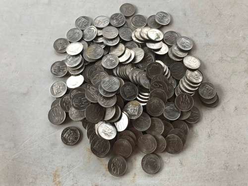 BULK 1.14kg NICKEL 1965 to 1990 RSA 5c + 10c + 20c + 50c -UNC / AU / USED/TONED 1 BID for all 1.14KG