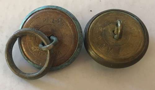 ZAR BUTTONS - COPPER - B'HAM B&P LTD COMPANY STAMP - PAIR OF BUTTONS / CUFFS