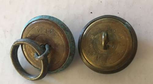 ZAR BUTTONS - COPPER - B'HAM B&P LTD COMPANY STAMP - PAIR OF BUTTONS / CUFFS