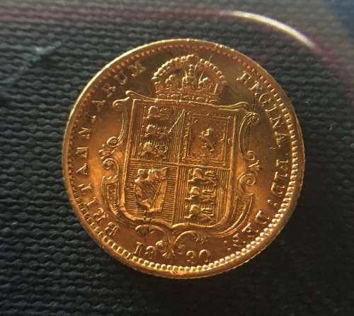 PROOF 1890 AUSTRALIA JUBILEE HEAD *MELBOURNE* 1/2 Sovereign Gold 3.99gr 22KT RARE BEAUTIFULLY TONED