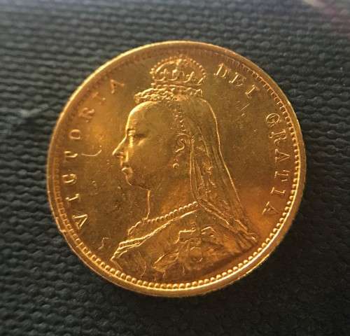 PROOF 1890 AUSTRALIA JUBILEE HEAD *MELBOURNE* 1/2 Sovereign Gold 3.99gr 22KT RARE BEAUTIFULLY TONED