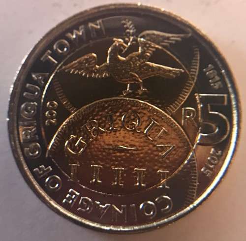 2015 GRIQUA TOWN R5 coin from sealed bag of 400 coins -high grades - BRILLIANT UNC - price per coin