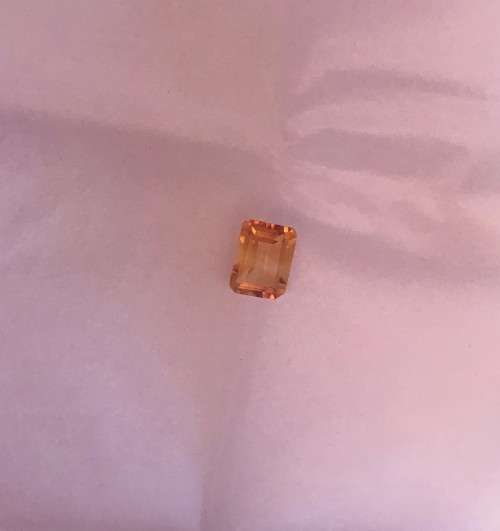 CERTIFIED 1.105 cts - MEDIUM ORANGE- NATURAL CITRINE -EMERALD CUT -GOOD CUT and SHINE COA