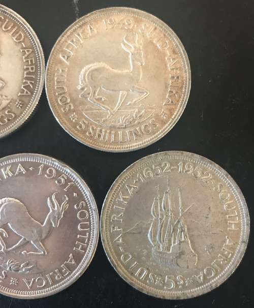 1948 to 1952 SET UNION 5 SHILLING - 141.54 grams ( 5 COINS) BID PER COIN X5