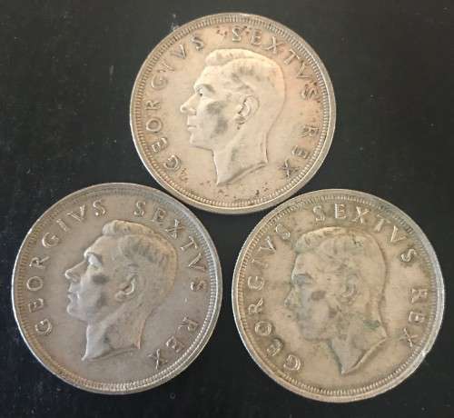 1948 to 1952 SET UNION 5 SHILLING - 85.09 grams ( 3 COINS) BID PER COIN X3