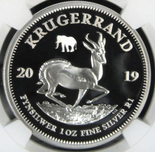 2019 SA KRUGERRAND *BIG 5 ELEPHANT PRIVY* 1oz FINE 999 SILVER - PF69 UC - NGC