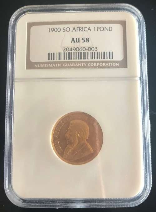 UNC **1900 ZAR GOLD POND ** AU58 ** -NGC HIGH GRADE VERY RARE VALUE HIGH R25 500 IN UNC