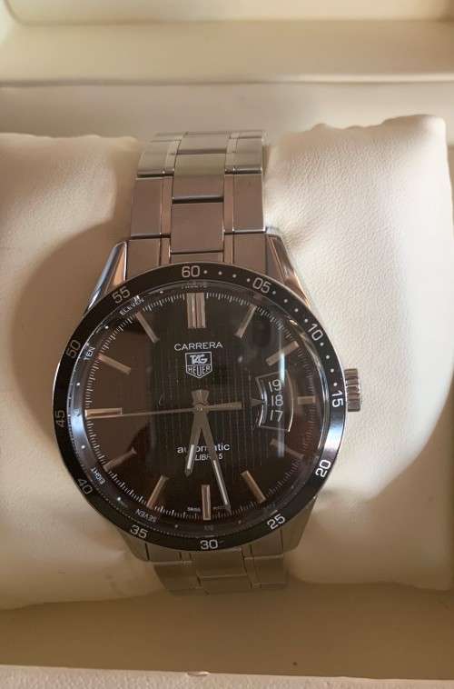 TAG HEUER CARRERA CALIBRE 5 with DATE- 39mm - AUTOMATIC - S/STEEL BELT - ORIGINAL IN BOX - WV211M-o