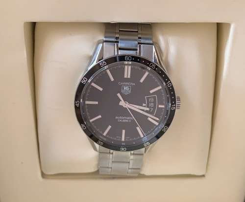 TAG HEUER CARRERA CALIBRE 5 with DATE- 39mm - AUTOMATIC - S/STEEL BELT - ORIGINAL IN BOX - WV211M-o