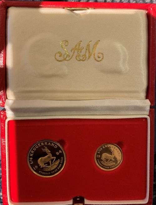 1984 PROOF KRUGERRAND SET - 1/4oz & 1/10oz KRUGERRAND - PROOF